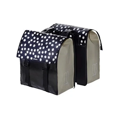 Image of Basil Urban Load Double Cycle Bag Black Reflective/White, 53 Litre