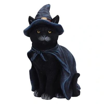 Image of Nemesis Now Bewitching Figurine 18.5cm, Resin, Black, Witch Cat Figure, Black in Hat Ornament, Collectable Giftware, Cast the Finest Expertly Hand Painted