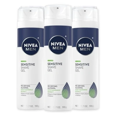 Image of NIVEA FOR MEN Sensitive, Shaving Gel 7 oz (Pack of 3)