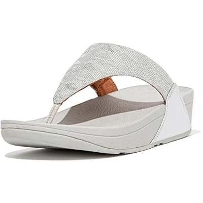 Image of Fitflop Women&#039;s Lulu Glitz Toe Post Sandals, Silver, 8 UK