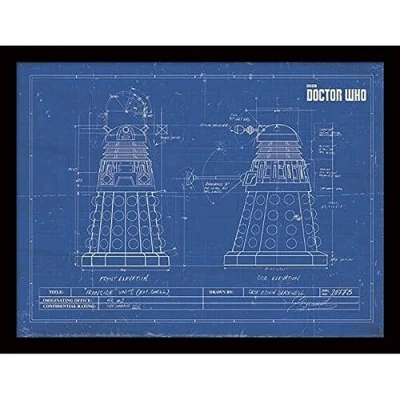 Image of Doctor Who FP11429P PL 30 x 40 cm Dalek Blueprint Framed Print