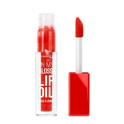 Image of Rimmel Oh My Gloss! Lip Oil 004 Vivid Red, Juicy Shine, Hydrates &amp; Naturally Plumps, Moisture Boost, Vitamin E, Replenishes Restores the Lips, Coconut Oil, Non Sticky, Vegan Cruelty Free