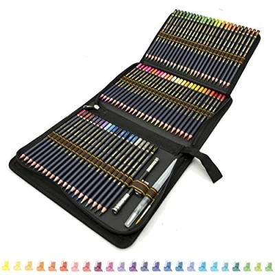 Image of ZZONEART 72Watercolour Pencils sketch Drawing Art Set,Portable Zipper Case with Set of 72 Watercolor colour Pencil Pack for Adult Coloring and Artists