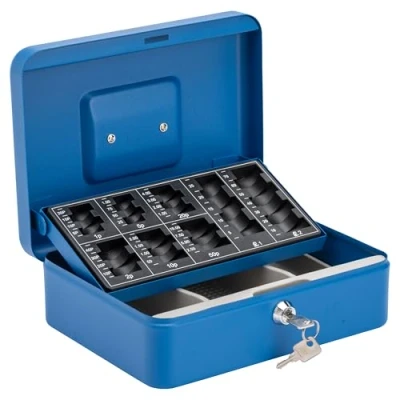 Image of Sterling CB03GBBL 10&quot; GBP Cash Box with Coin Tray, Blue