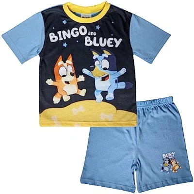 Image of Bluey Children&#039;s Shortie Summer Pyjamas Bingo 18 24 Months Blue