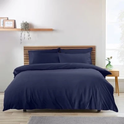 Image of Catherine Lansfield So Soft Easy Iron Single Duvet Cover Set Navy Blue