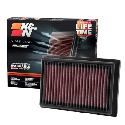 Image of K&amp;N Engine Air Filter: High Performance, Premium, Washable, Panel 2012 2018 (Prius, Corolla Hybrid, Aygo, C HR, Yaris, Tank, Aqua, C1 II, 108), 33 2485