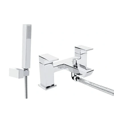 Image of Bristan Cobalt Bath Shower Mixer with Wall Mounted Single Function Handset, and Taps, Chrome COB BSM C