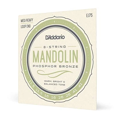 Image of D&#039;Addario Mandolin Strings Phosphor Bronze For 8 String Warm, Bright, Balanced Tone EJ75 Medium/Heavy, 11.5 41