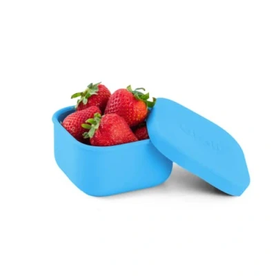 Image of OmieBox Silicone Leakproof Snack Containers To Go, Food Storage with Lid, School Lunch Bento Container BPA Free, Airtight, Dishwasher and Freezer Safe, Oven Safe 9.4 ounces (Blue)