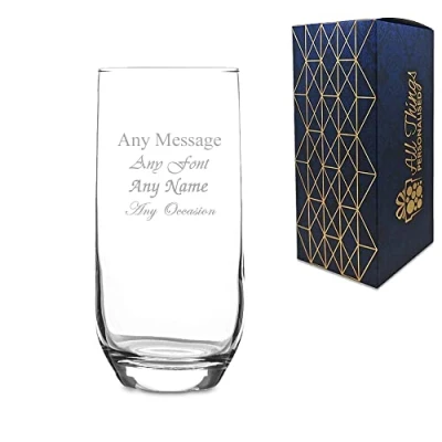 Image of Personalised Engraved Sude Hiball Gin Cocktail Glass, Gift Boxed, Personalise with Any Message for Occasion