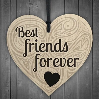 Image of RED OCEAN Friendship Best Friends Forever Sign Hanging Wooden Shabby Chic Love Heart Gift