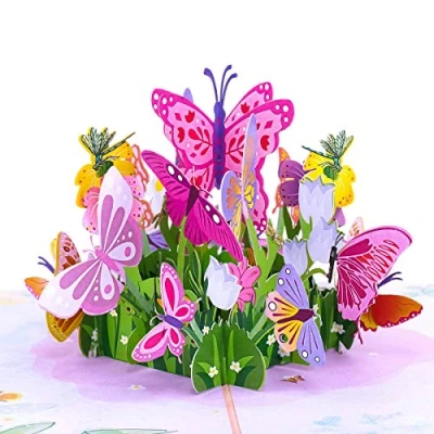 Image of Favour Pop Up a gorgeous flower meadow with lots of butterflies, for birthdays, anniversaries, also money gifts or vouchers. TL082