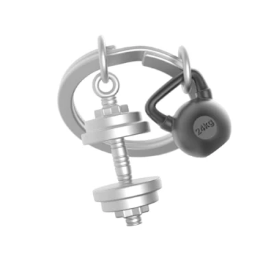 Image of Meta[l]morphose Bodybuilding Keychain, Silver, Unisex Adults
