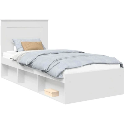 Image of vidaXL Bed Frame with Headboard White 100 x 200 cm Solid Pine Wood