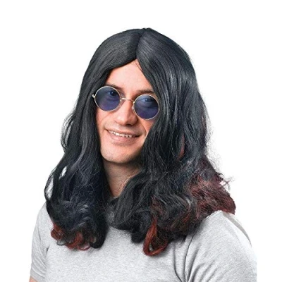 Image of Bristol Novelty BW481 Ozzy Osbourne Streaks Wig, Black/Red, One Size