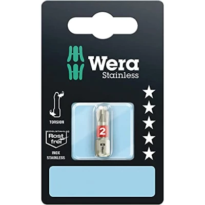 Image of Wera 05073611001 PH1 x PH2 25 mm 3851/1 TS SB Stainless Steel Bits Silver