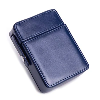 Image of FYAS Leather Cigarette Case with Lighter Holder,Portable Business Card Storage Box for Men and Women