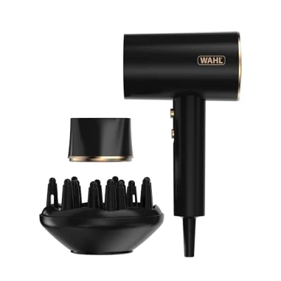 Image of Wahl Ionic Flow Hairdryer, Professional Drying, Frizz Free, Powerful, Lightweight, Cold Shot, Heat Concentrating, Diffuser, Fast Speed, Styling, Compact, Travel
