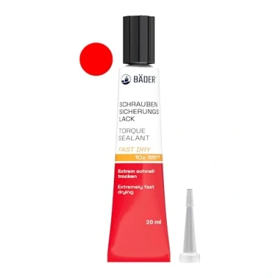 Image of ORIGINAL BÄDER Torque Seal Tamper proof Indicator FAST DRY color RED 20ml Threadlocker Made in Germany since 1962 Security pen for sealing and of manipulation.