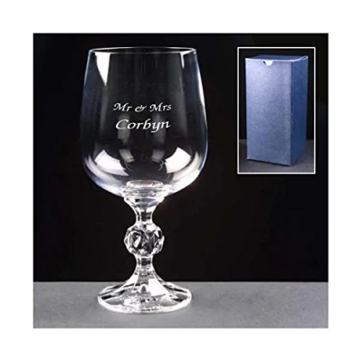 Image of County Engraving Personalised Large 12oz Bohemia Crystal Wine Glass Enter Your Own Custom Text
