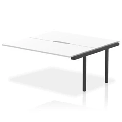 Image of Evolve Plus 1600mm B2B Office Bench Desk Ext Kit White Top Black Frame