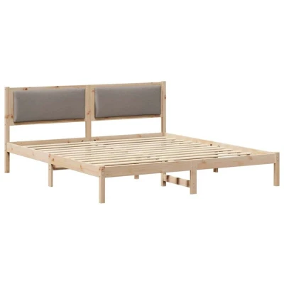 Image of vidaXL Bed Frame with Headboard Taupe 200 x cm Solid Pine Wood