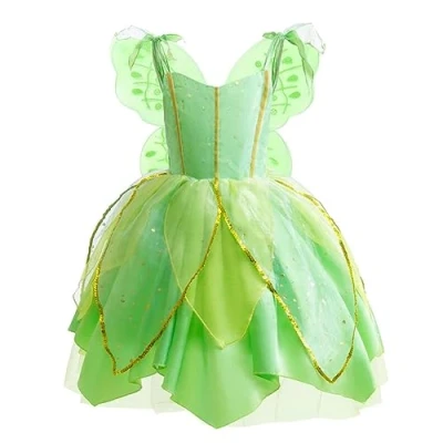 Image of Lito Angels Tinkerbell Green Fairy Fancy Dress Up Costume Party Outfit with Butterfly Wings for Kids Girls Age 18 24 Months (Tag Number 80)