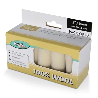 Image of Axus Decor 100% Wool Roller (Blonde Series) Paint Sleeve for Painting, Mini Sleeves, Smooth Wood &amp; Metal Surface, Compatible with Standard Handles 2&quot;/50mm,10Pk