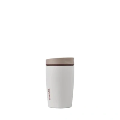Image of Owala SmoothSip Slider Insulated Stainless Steel Coffee Tumbler, Reusable Iced Cup, Hot Travel Mug, BPA Free 12 oz, Tan/White (Vanilla Bean)