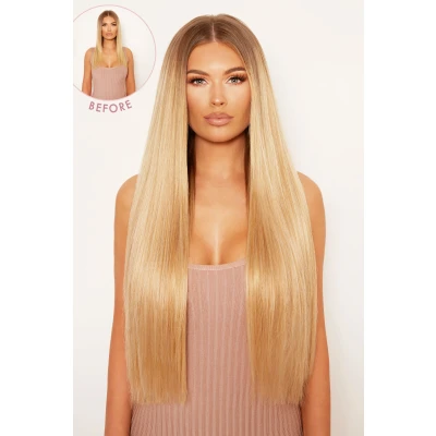 Image of Lullabellz Super Thick Statement Straight Clip In Hair Extensions 5 Piece, 26 Inch Length, Golden Blonde