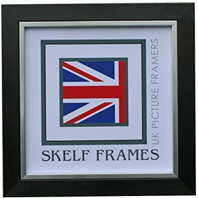 Image of Skelf Frames 7 x Inches Square Picture Photo Frame in Brushed Black with Silver Inlay Glass Hand made Yorkshire (Multiple Sizes)
