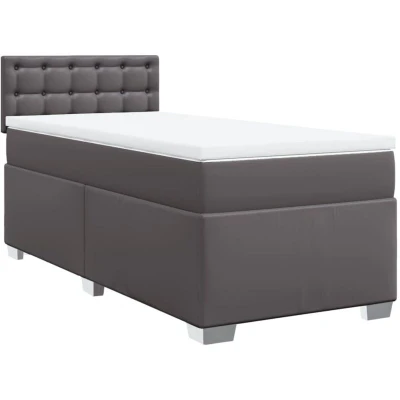 Image of vidaXL Box Spring Bed with Mattress Grey 80x200 cm Faux Leather