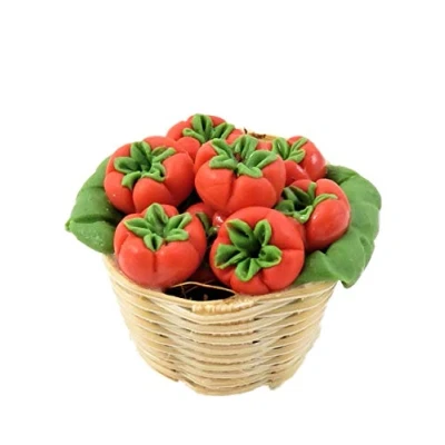 Image of Melody Jane Dolls House Basket of Beef Tomatoes Miniature Greengrocers Shop Accessory