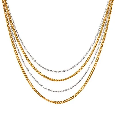 Image of Baker Ross AW647 Gold &amp; Silver Necklace Chains (Pack of 2)