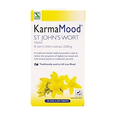 Image of Schwabe KarmaMood St John&#039;s Wort Extract 250mg Traditionally Used for Low Mood and Mild Anxiety Traditional Herbal Medicinal Product 30 Tablets