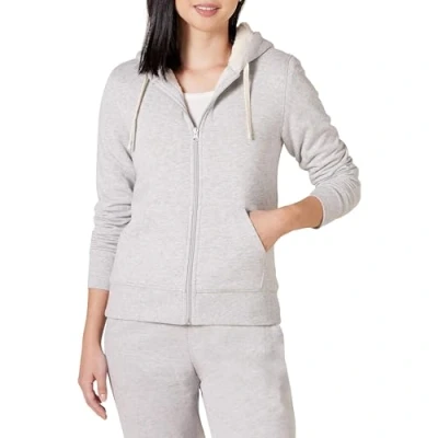 Image of Amazon Essentials Women&#039;s Sherpa Lined Fleece Full Zip Hooded Jacket (Available in Plus Sizes), Grey Heather, S