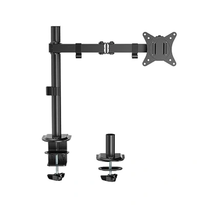 Image of Ewent EW1510 Single Monitor Stand,Single Arm,Ergonomic Stands for Desks,13 27 inch TV/Monitor Support Bracket,Adjustable Height,Tilt and Swivel,with Clamp,VESA 75X75 100X100