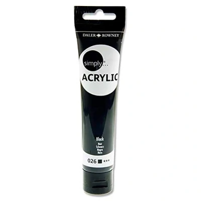 Image of Daler Rowney Simply Acrylic Paint, Plastic Tube, 2.54oz 75 ml, Black