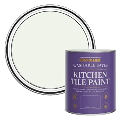 Image of Rust Oleum White water resistant Kitchen Tile Paint in Satin Finish Steamed Milk 750ml