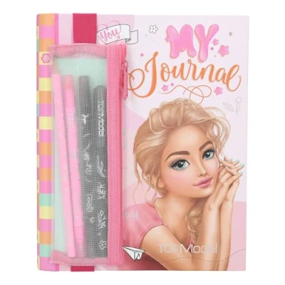 Image of Depesche TOPModel 12716 My Journal Pink Pattern Notebook Ring Binder for Journaling Includes Pens, Stickers and ECC, Multicoloured