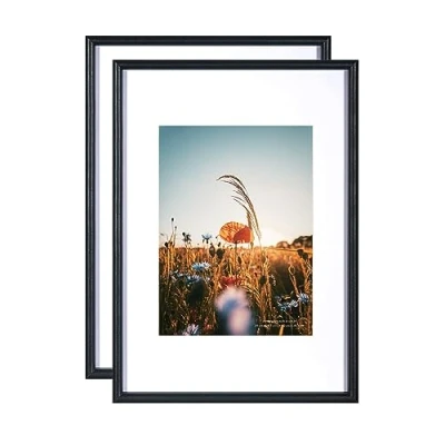 Image of Baoee Black Wooden A4 Frames, Picture Frames Set of 2, Frame,A4 Poster certificate frame,Freestanding and Wall Mountable