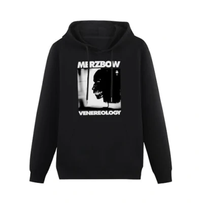 Image of AuduE Merzbow Venereology Men Long Sleeve Hoody With Pocket Sweatershirt, Hoodie Size XXL Black