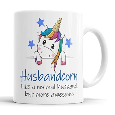 Image of Husbandcorn Mug Husband Unicorn Cup for Fathers Day Birthday Christmas Funny Present