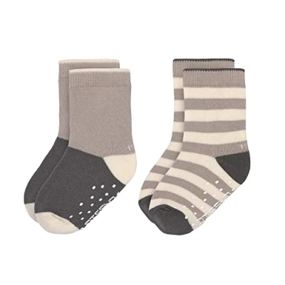 Image of LÄSSIG Unisex Children&#039;s Non Slip Socks Set of 2 / Anthracite taupe Size 23 26,