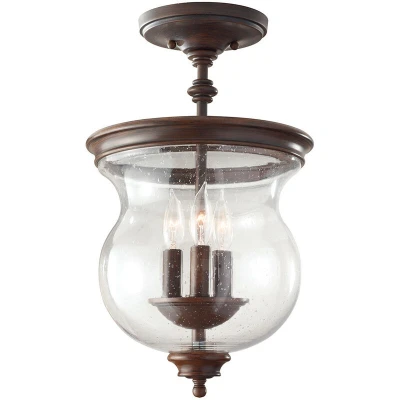 Image of Pickering Lane 3 Light Semi Flush Ceiling Antique Bronze, E14