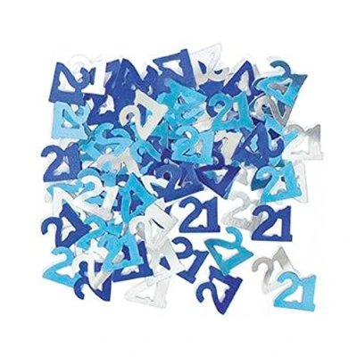 Image of Unique Party 55213 Glitz Blue Foil 21st Birthday Confetti