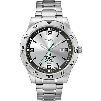 Image of Timex Tribute Men&#039;s Citation 42mm Quartz Watch with Stainless Steel Strap, Dallas Stars,