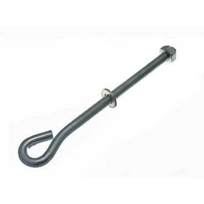 Image of 2 X Eye Bolts with Nuts &amp; WASHERS M10 200MM Part Threaded BZP