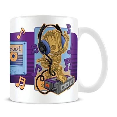 Image of Pyramid International Guardians of The Galaxy Mug in Presentation Gift Box (Groot Cassette Design) 11oz Ceramic Official Merchandise, White